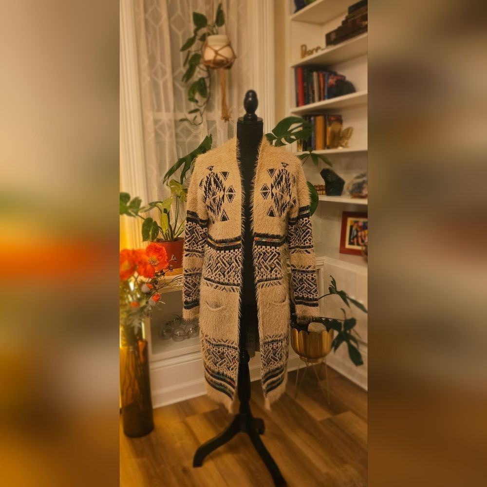 Cozy Beige Patterned Women Sweater